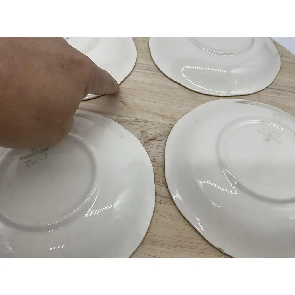 Homer‎ Laughlin Dessert Bowls Set 4 White Gold Courting Couple USA Scene Vintage